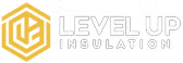 Level Up Insulation Co. white logo for Denver Colorado's BPI certified Xcel Energy partner insulation contractor