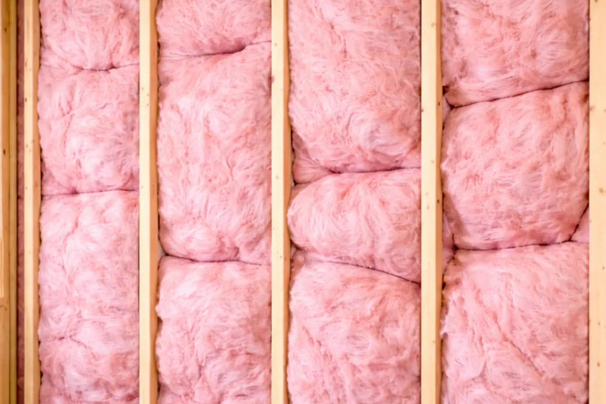 Poorly installed R-21 batts showing gaps and compression that reduce thermal performance by 30 to 50 percent, the problem Level Up Insulation Co. eliminates with BPI certified technique