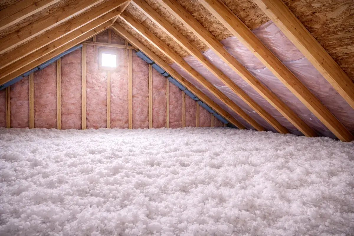 Complete attic insulation replacement by Level Up Insulation Co. in Denver with old material removed and new R-60 blown in cellulose installed