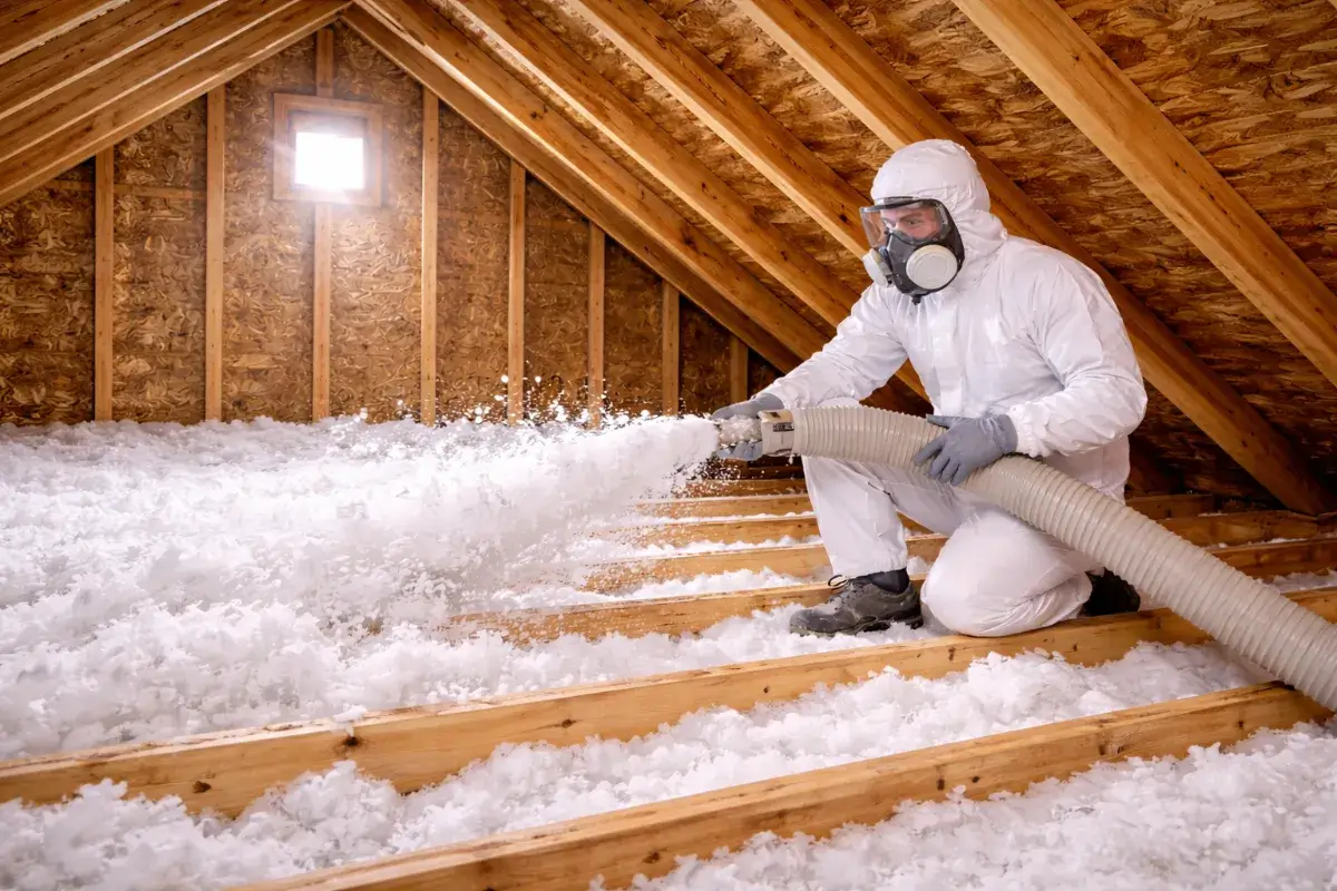 Ice dam prevention through R-49 to R-60 attic insulation and air sealing by Level Up Insulation Co. in Colorado homes